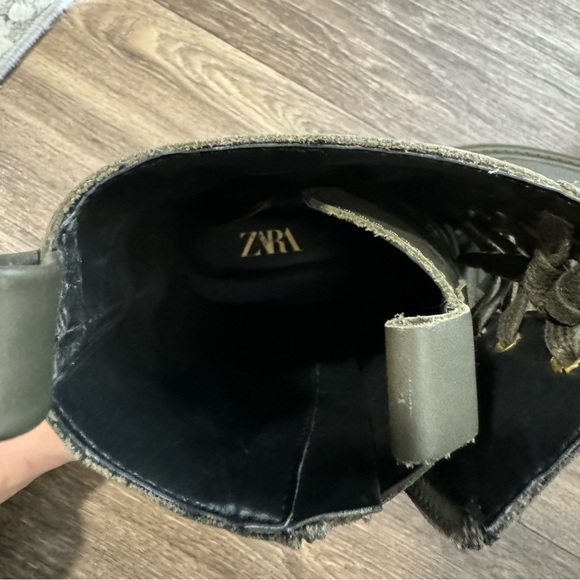 Zara green LEATHER LACE-UP FLAT
ANKLE BOOTS - Picture 12 of 12